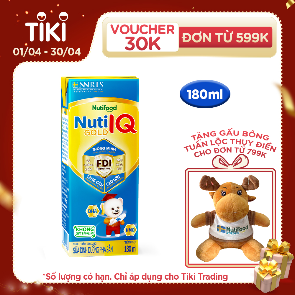 Thùng 48 hộp Sữa Bột Pha Sẵn Nuti IQ Gold 180ml