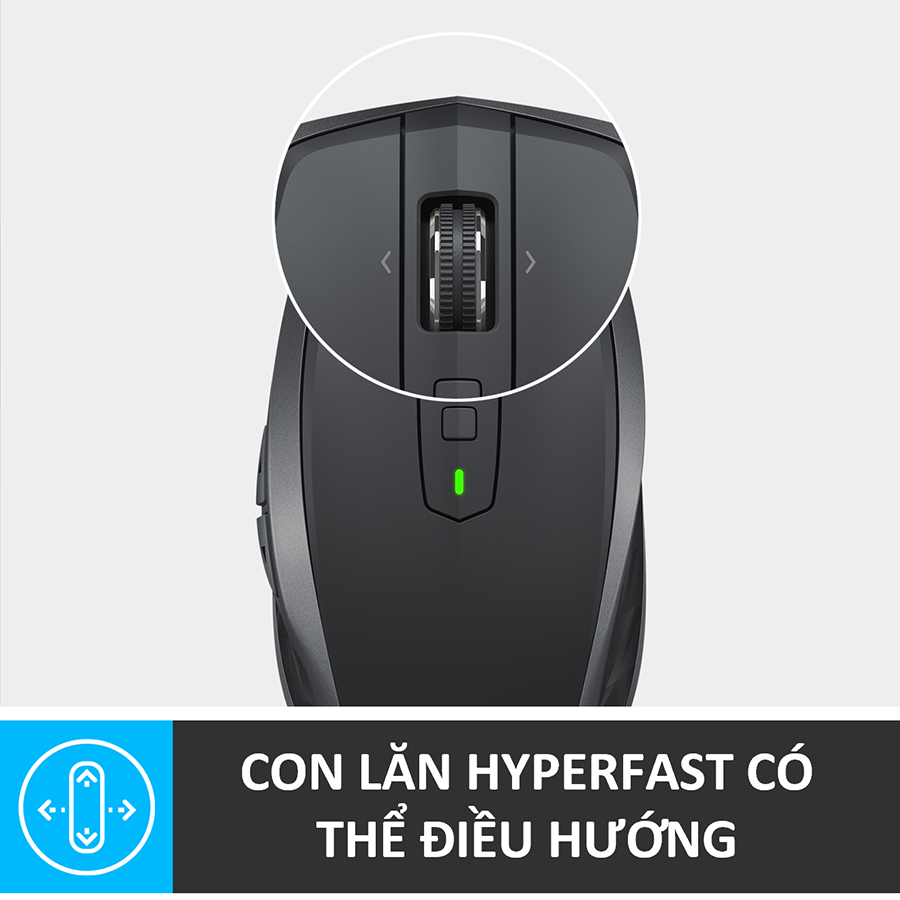 Chuột không dây Bluetooth Logitech MX Anywhere 2s - nhỏ gọn, dùng mọi bề mặt, con lăn HyperFast, sạc nhanh USB-A, phù hợp Mac/ Laptop - Hàng chính hãng