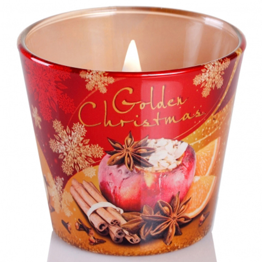 Ly nến thơm tinh dầu Bartek Golden Christmas 115g QT06552 - táo, quế, hồi (Giao mẫu ngẫu nhiên)