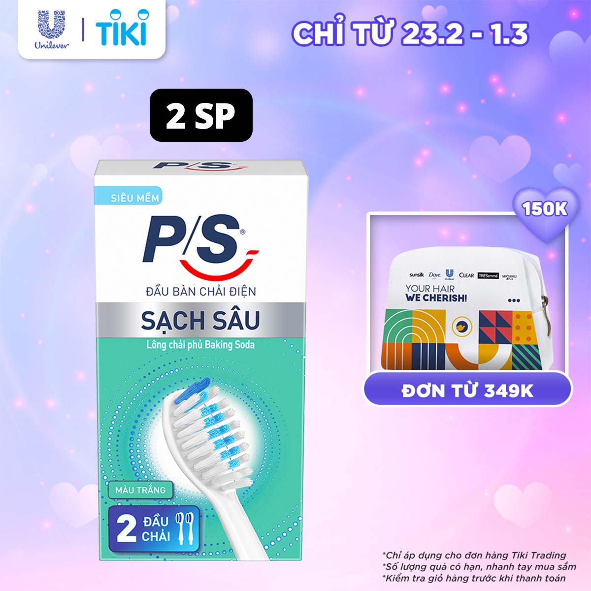 Bộ 2 đầu bàn chải điện P/S - Sạch Sâu