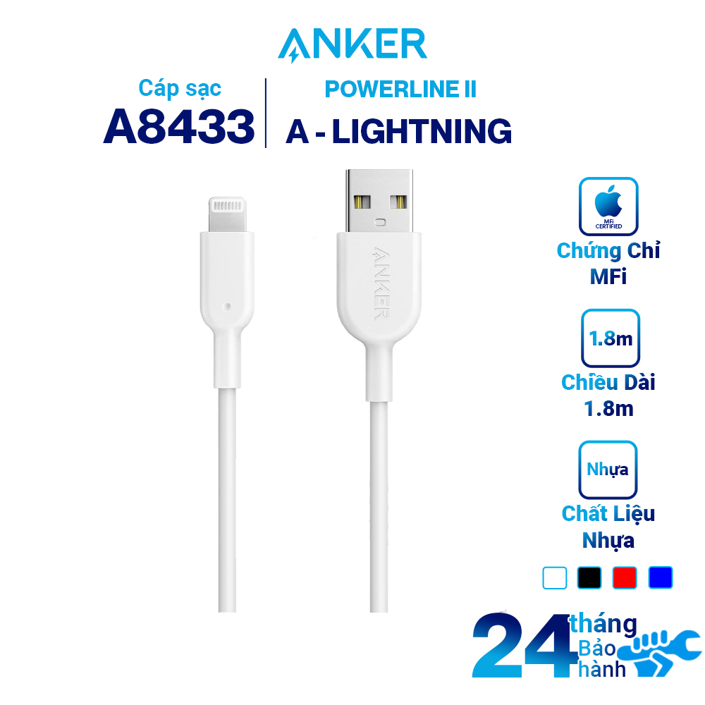 Dây Cáp Sạc Li.ght.ning Cho i.Phone Anker PowerLine II 1.8m - A8433H22