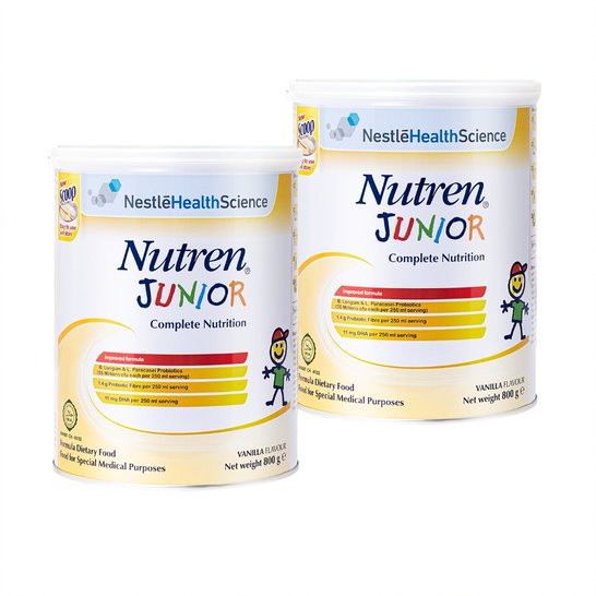 Combo 2 lon thực phẩm dinh dưỡng Nutren Junior Thụy Sĩ hỗ trợ tăng cân tiêu hóa tốt cho trẻ từ 1 đến 10 tuổi 800g/lon