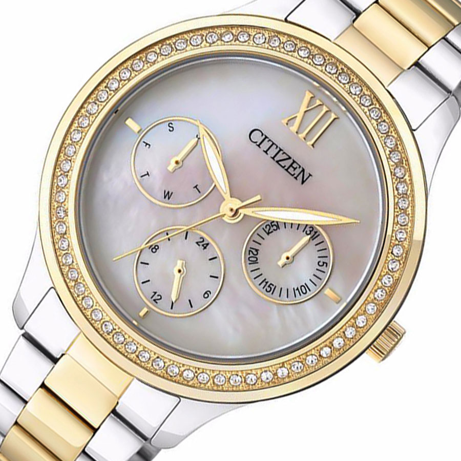 Đồng Hồ Citizen Nữ Đính Đá Swarovski Dây Kim Loại Pin-Quartz ED8154-52D - Mặt Xà Cừ (36mm)