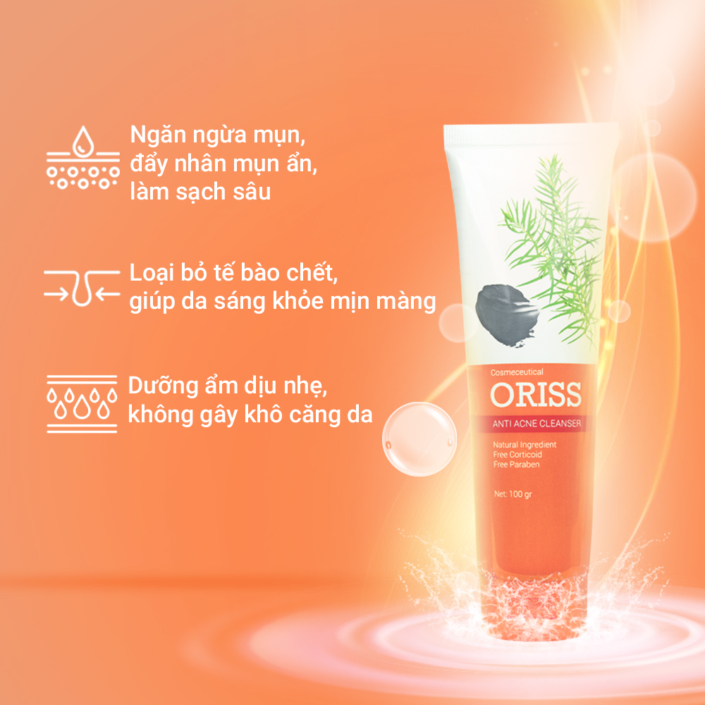 Combo Hỗ Trợ Trị Mụn Oriss - Sữa Rửa Mặt Ngừa Mụn Oriss 100g + Serum ngăn ngừa mụn Oriss 10g