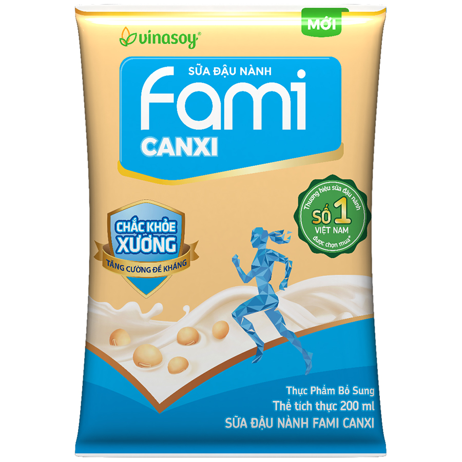 Thùng Sữa Đậu Nành Fami Canxi Nguyên vị (200ml x 40 Bịch)