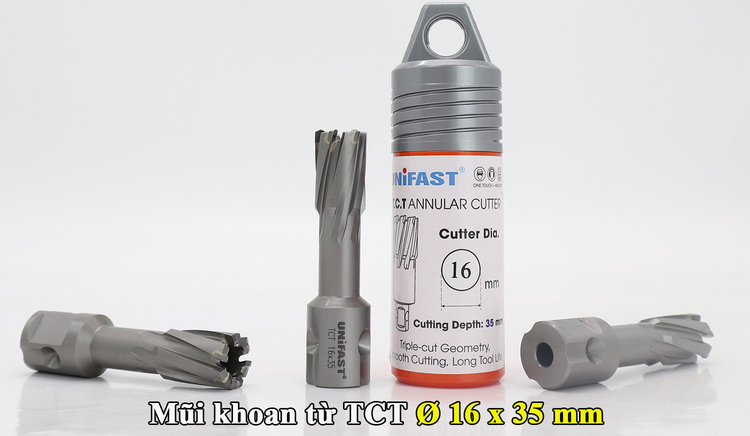 Mũi khoan từ hợp kim TCT Ø 16mm UNIFAST hợp kim siêu cứng sử dụng trên máy khoan từ