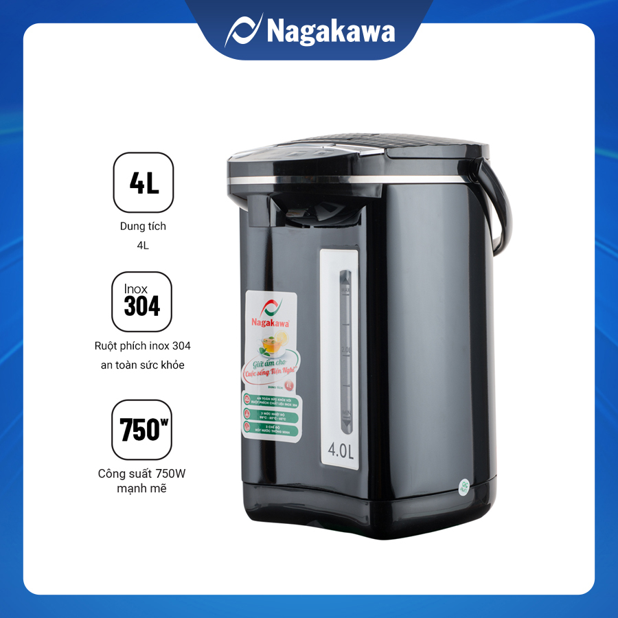 Bình Thủy Điện 3 Mức Nhiệt Nagakawa NAG0404 (4.0 Lít) - Hàng Chính Hãng