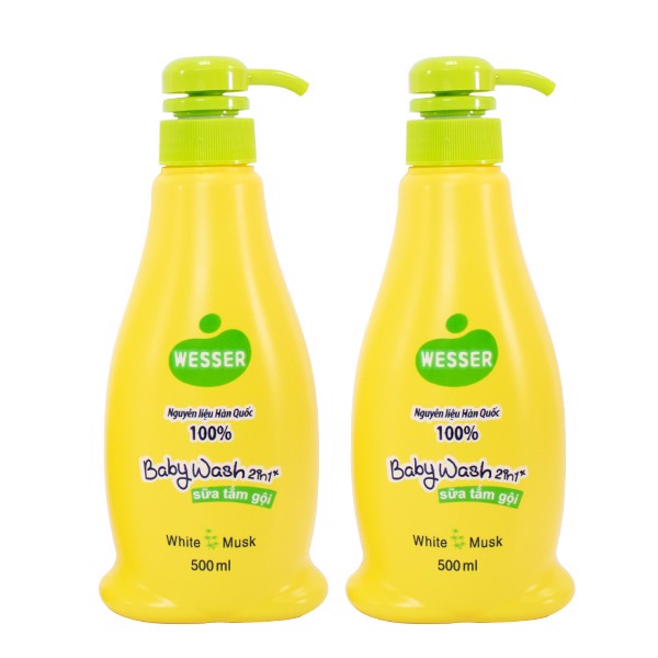 Bộ 2 Chai Sữa Tắm Gội Wesser 2in1 Hương Cỏ Xạ Hương - Xanh Lá