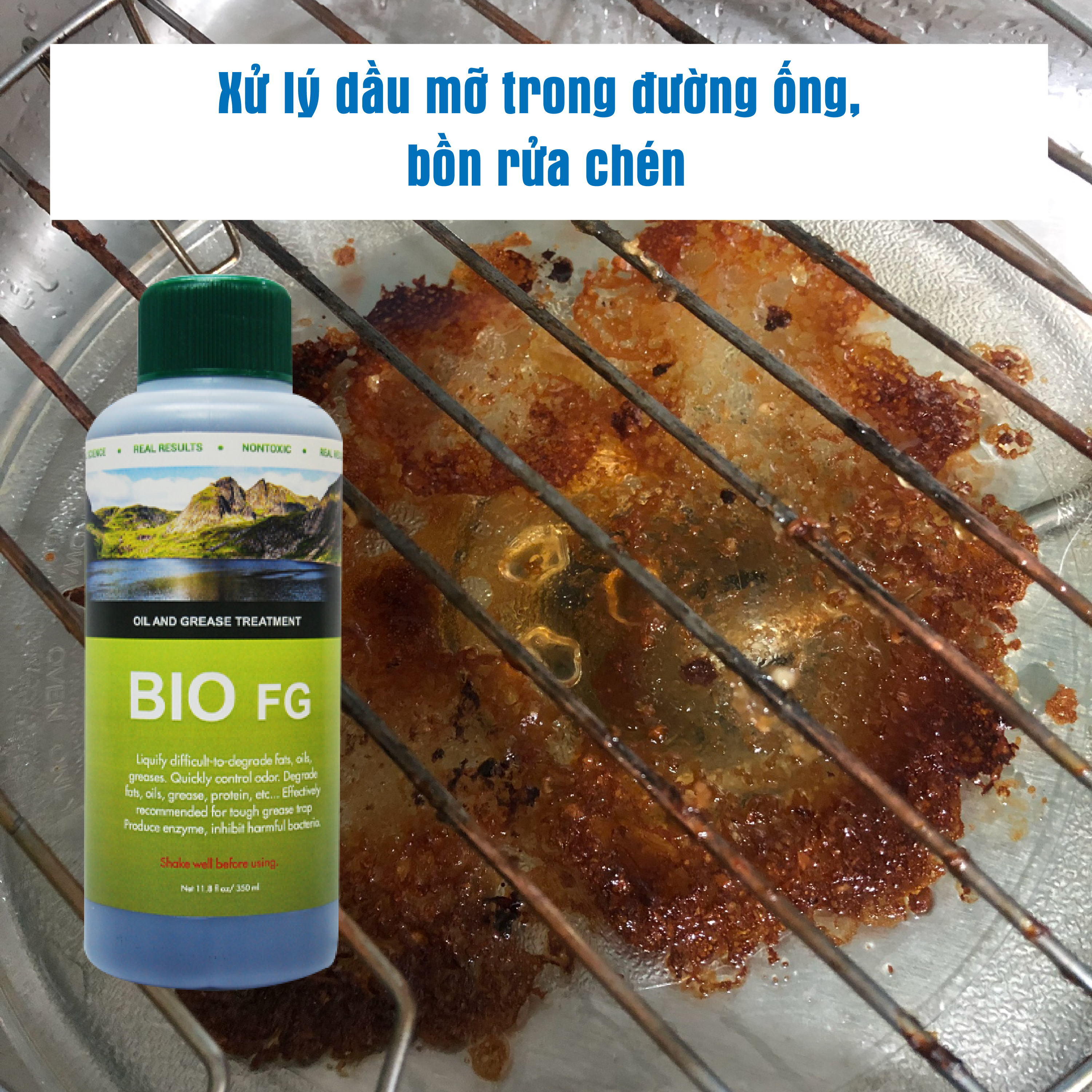 Vi Sinh Xử Lý Dầu Mỡ, Bẫy Dầu Mỡ - BIO FG - Chai 350 ml