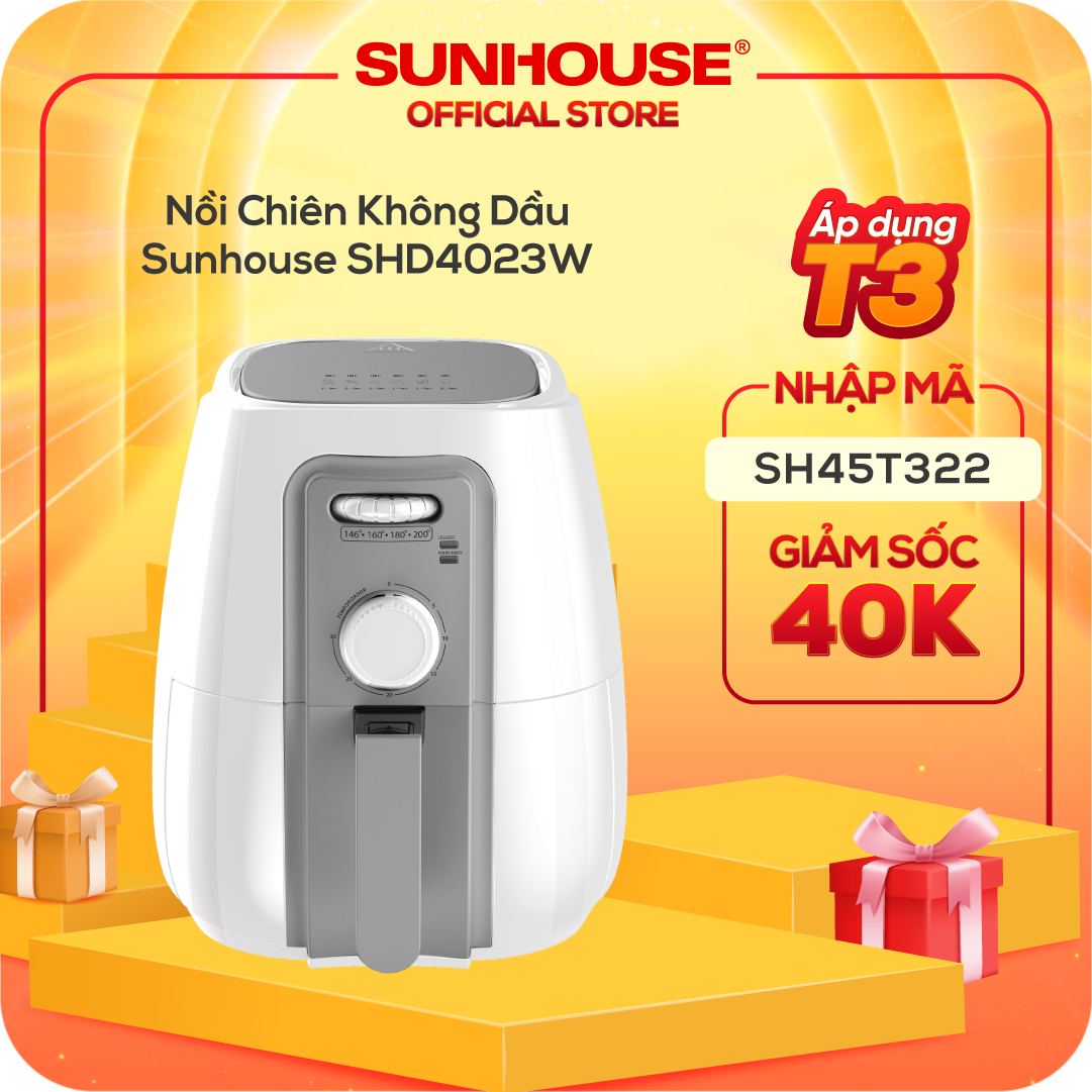 Nồi Chiên Không Dầu Sunhouse SHD4023W (3.0 Lít) - Hàng Chính Hãng