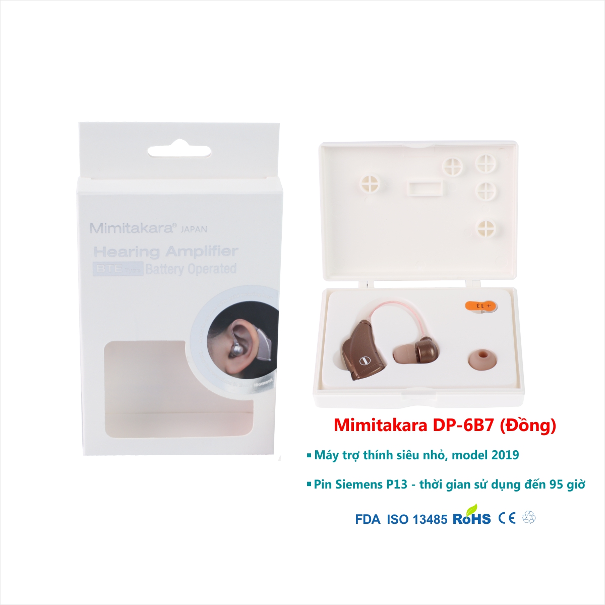 Máy trợ thính siêu nhỏ vành tai Model 2019 Mimitakara DP-6B7