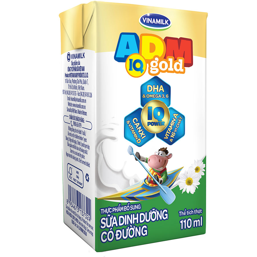 Sữa dinh dưỡng Vinamilk ADM Có Đường - Thùng 48 hộp 110ml