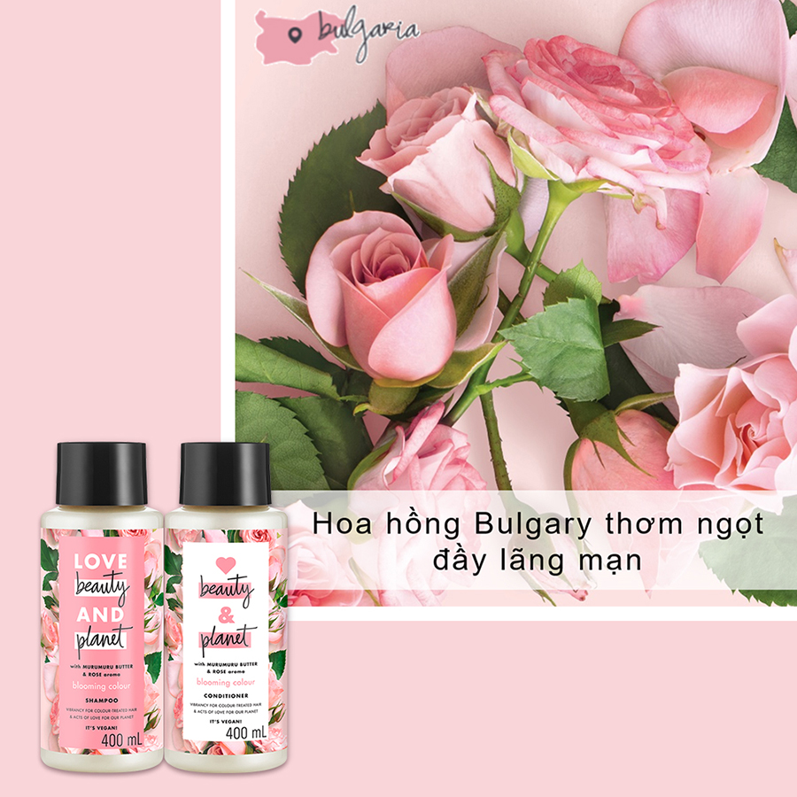 Bộ Quà Tặng Dầu Gội Và Dầu Xả Love Beauty And Planet Chăm Sóc Tóc Nhuộm (2 x 400ml)