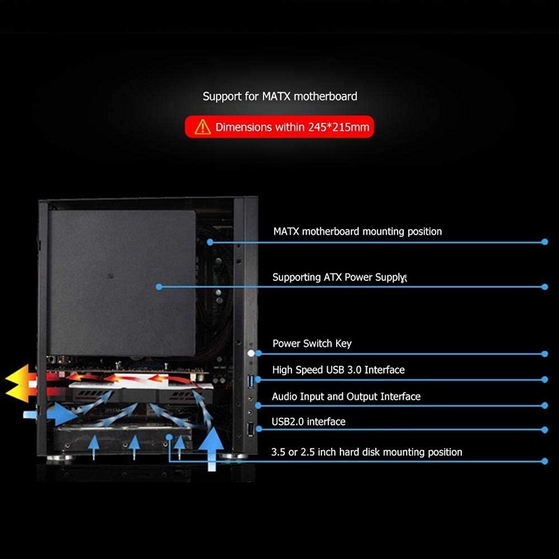 Thùng máy tính mini HTPC Jonsbo C2 Black - Hàng chính hãng