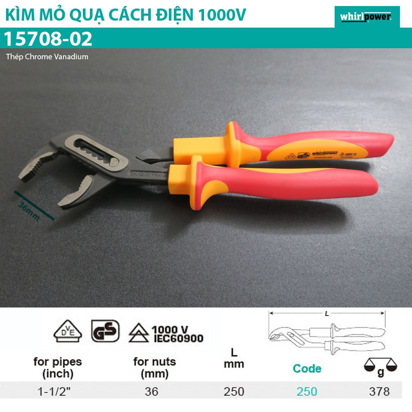 KÌM MỎ QUẠ 10&quot; WHIRLPOWER (CÁCH ĐIỆN 1000V) 15708-02-250