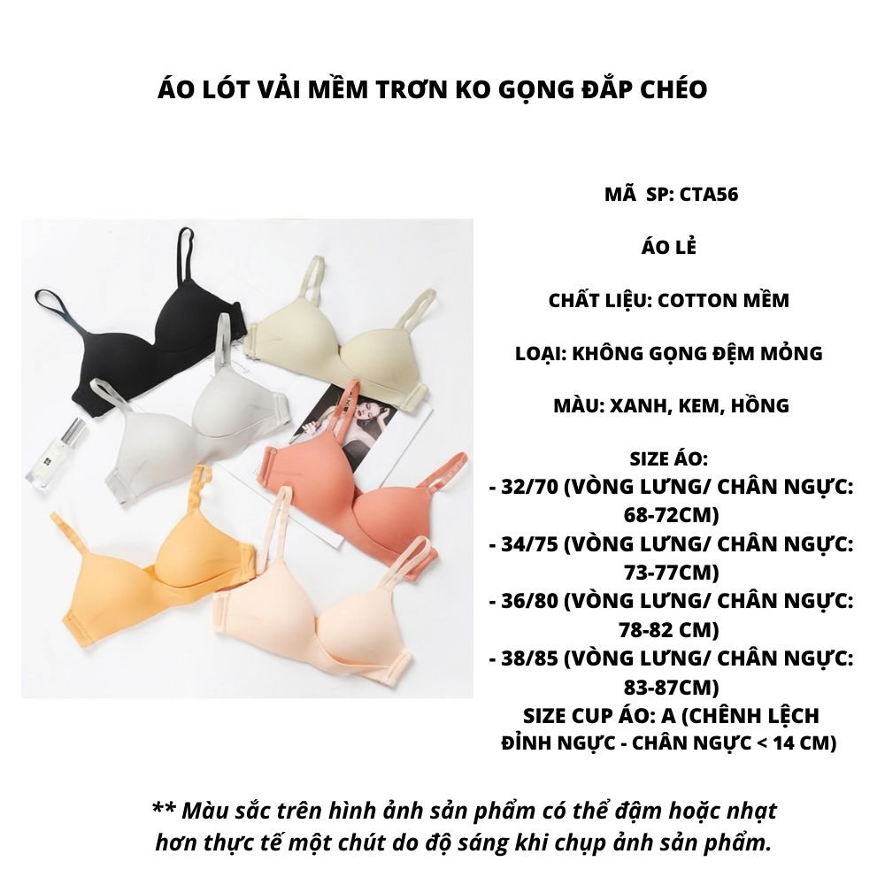 Áo lót vải mềm trơn ko gọng đắp chéo
