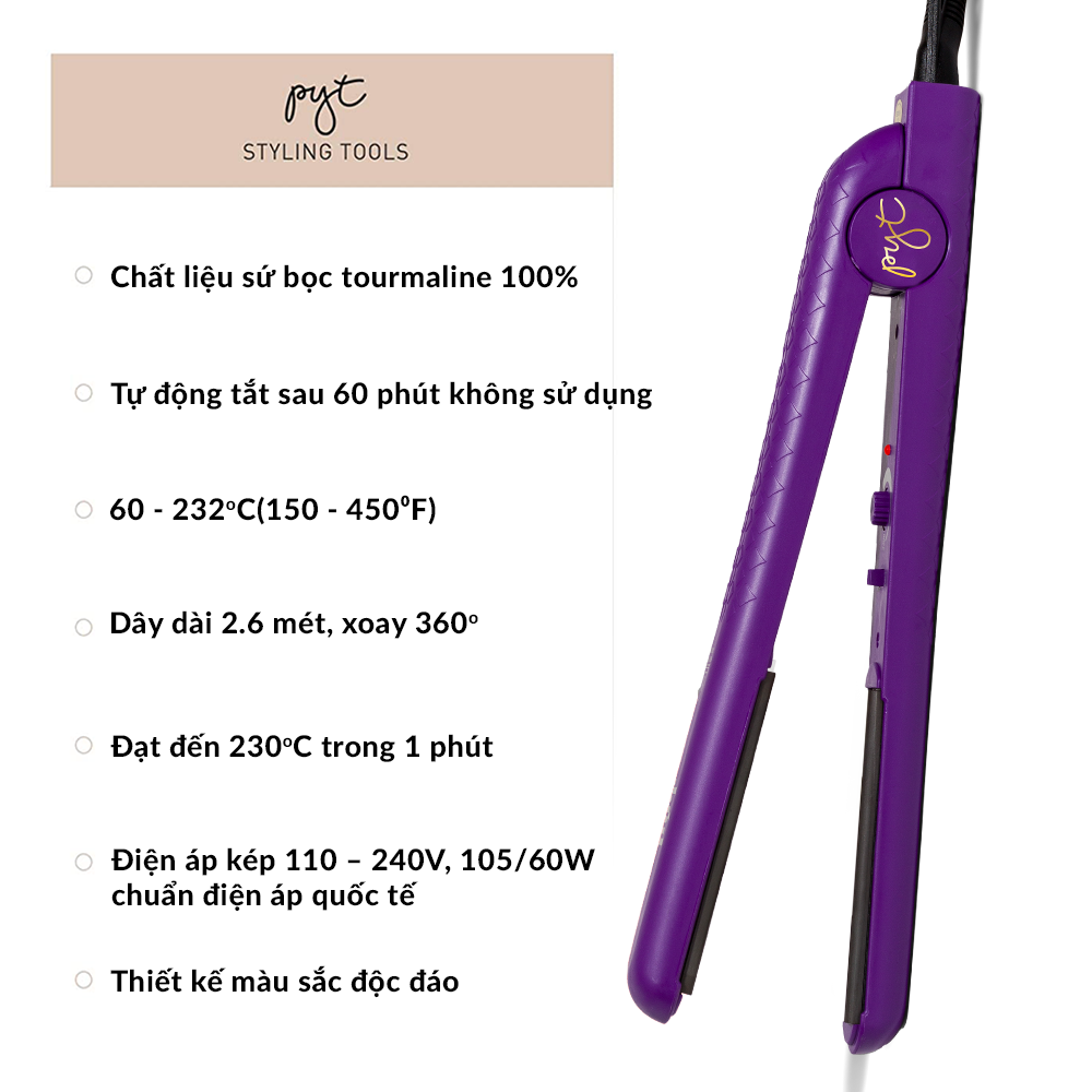 Máy Kẹp Tóc Bằng Sứ PYT Ceramic Styling Tool (2 trong 1) - Màu Tím -  Công Nghệ Nhiệt Hồng Ngoại Xa - Có Thể Duỗi, Uốn Lọn Hoặc Uốn Cúp