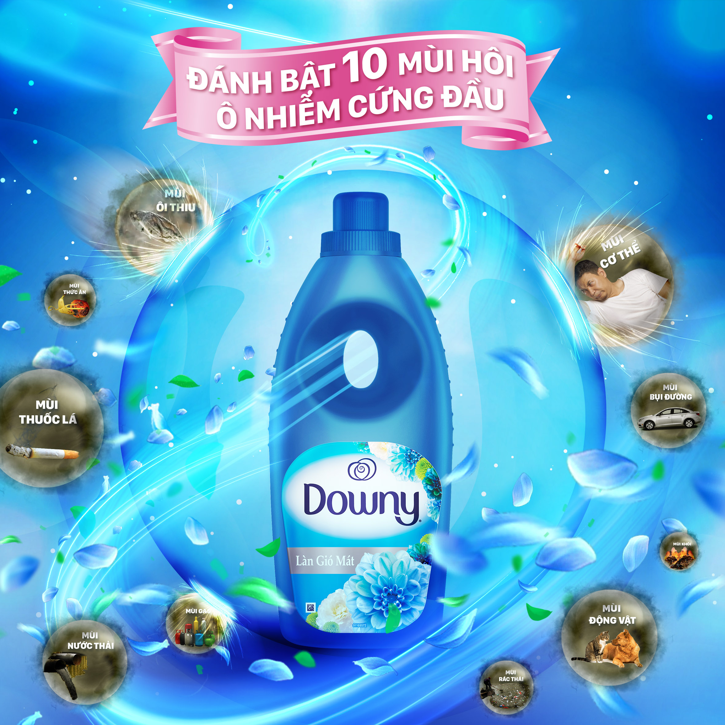 Nước Xả Vải Downy Làn Gió Mát 2.4L combo 2 túi