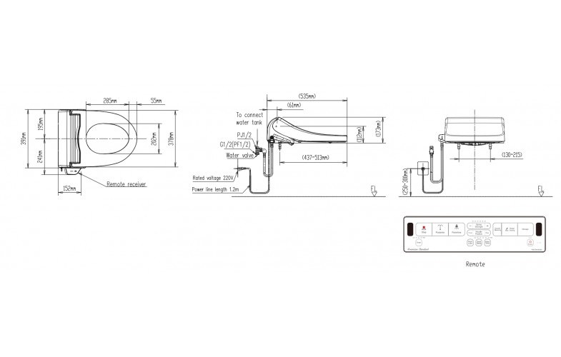 Nắp rửa điện tử dùng cho bồn cầu  American Standard Pristine Star  WP-7SR1