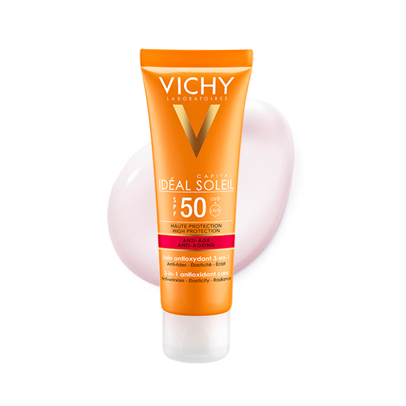 Kem Chống Nắng Bảo Vệ Và Giúp Giảm Các Dấu Hiệu lão hóa Ideal Soleil Anti-Age SPF50 50ml