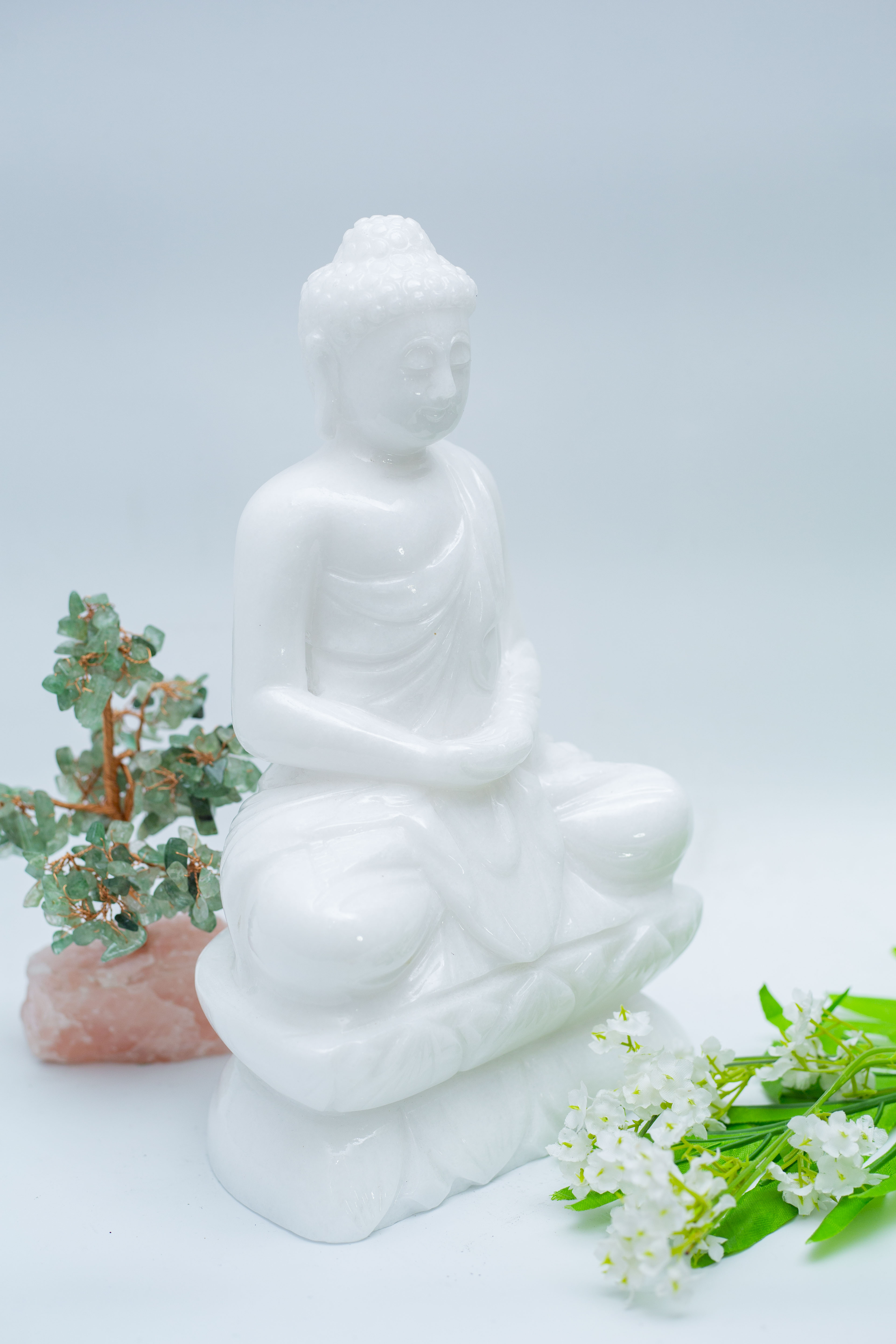 Tượng Phật thích ca trắng đá tự nhiên cao - cao 30cm - nặng 6kg