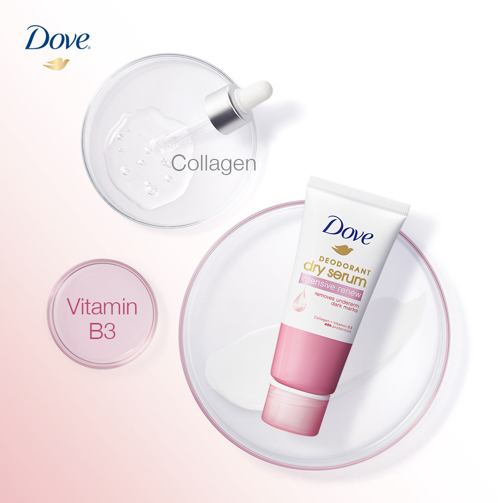 Kem khử mùi Dove tinh chất serum dành cho nữ với Collagen &amp; Vitamin B3 dưỡng da sáng mịn &amp; đều màu, 50ml