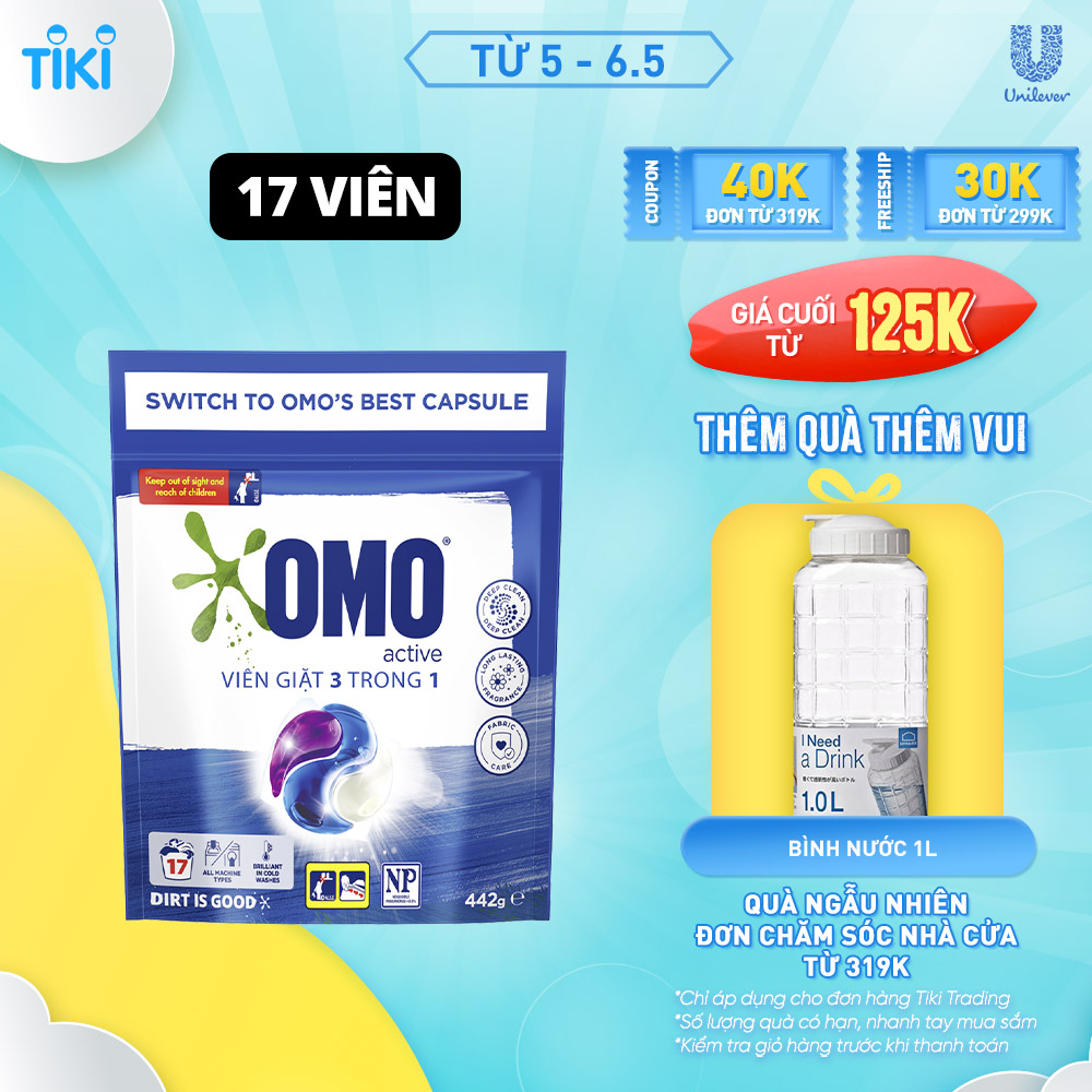 Túi viên giặt xả OMO tiện lợi công nghệ Anh Quốc (17 viên/Túi)