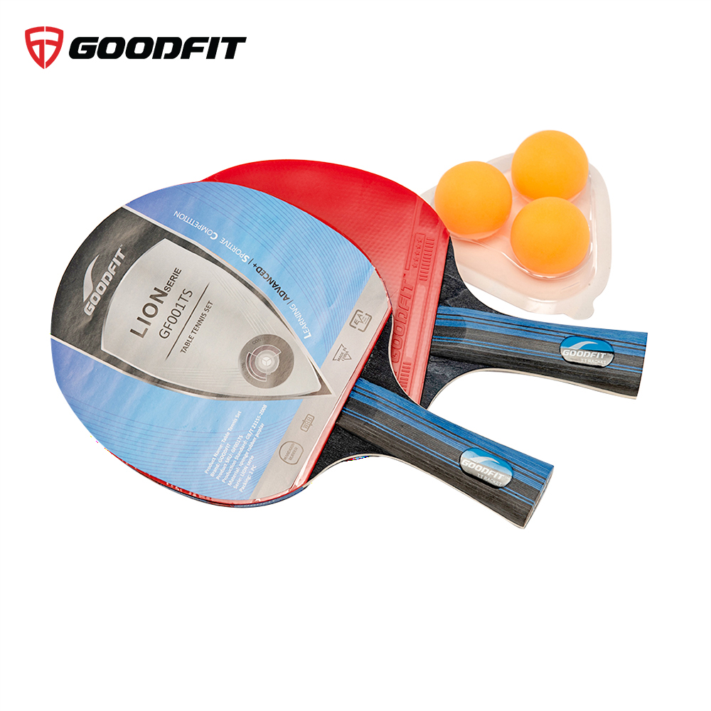 Bộ 2 vợt bóng bàn tặng kèm 3 bóng GoodFit, cốt vợt 7 lớp, mặt mút đàn hồi, chất lượng đạt chuẩn GF001TS