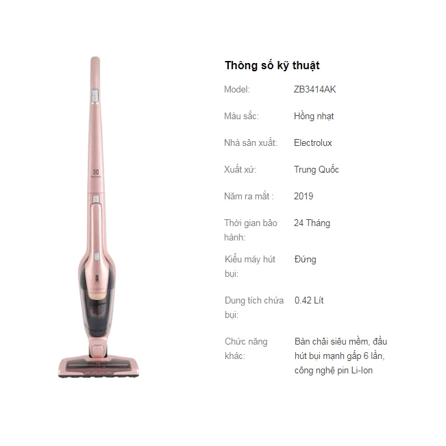 Máy hút bụi không dây Electrolux ZB3414AK - Hàng Chính Hãng