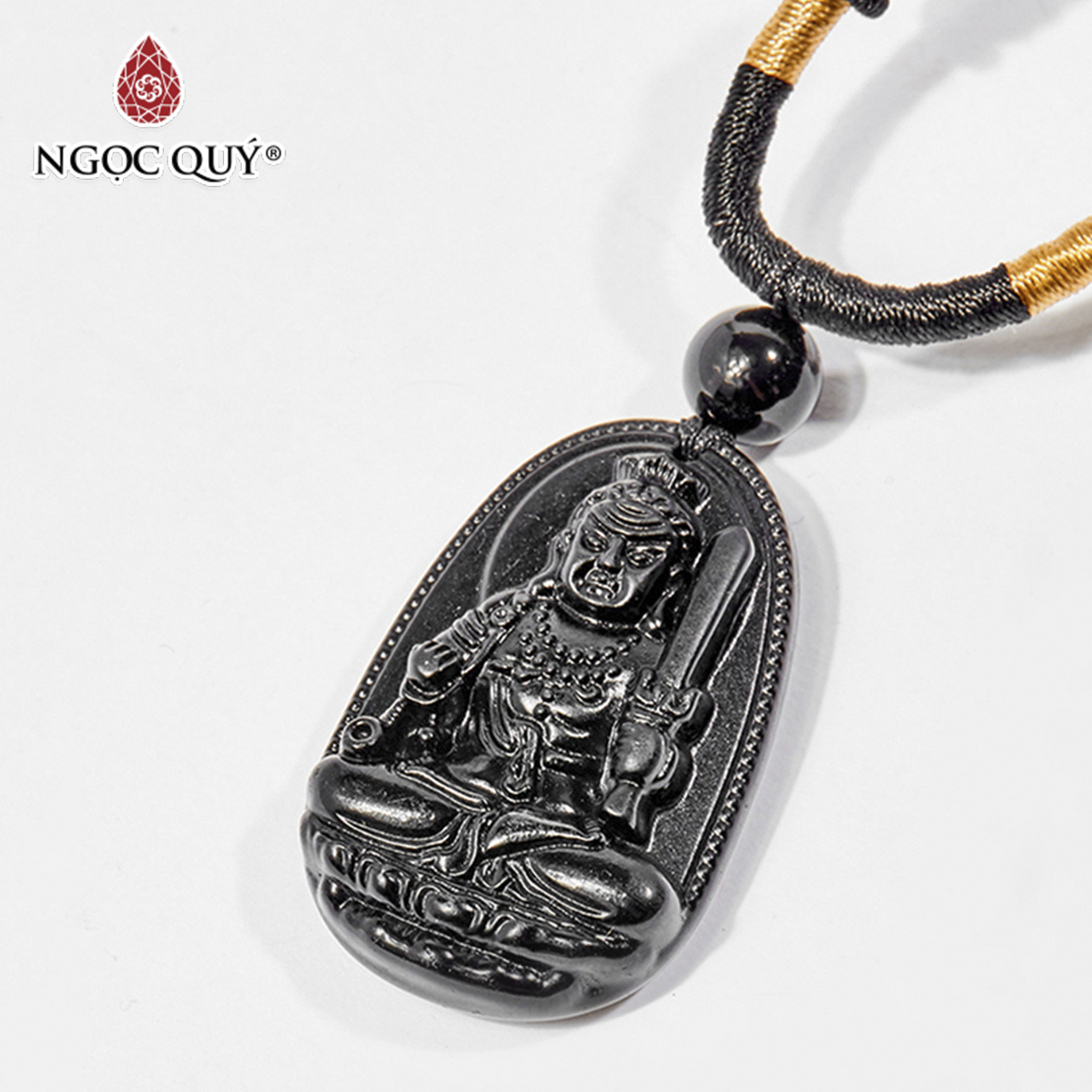 Mặt dây chuyền phật bản mệnh đá obsidian 3.6x2.3cm - Ngọc Quý Gemstones