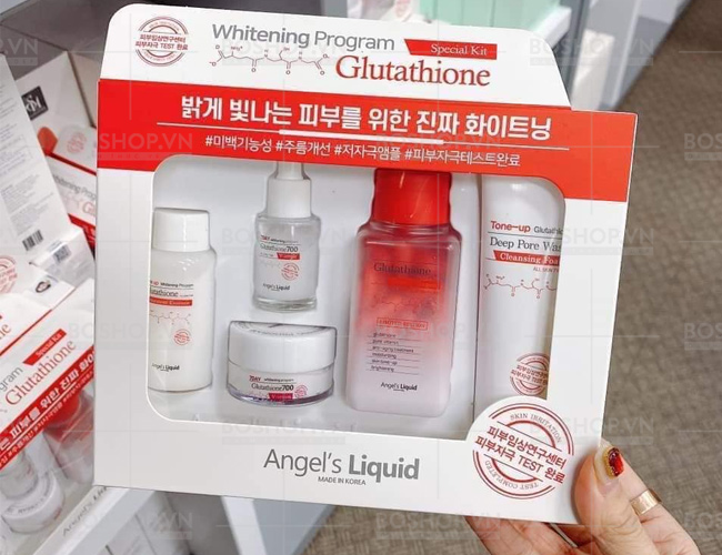 Bộ kit 5 món Dưỡng Trắng Da, Làm Mờ Thâm Angel's Liquid Whitening Program Special Kit Glutathione