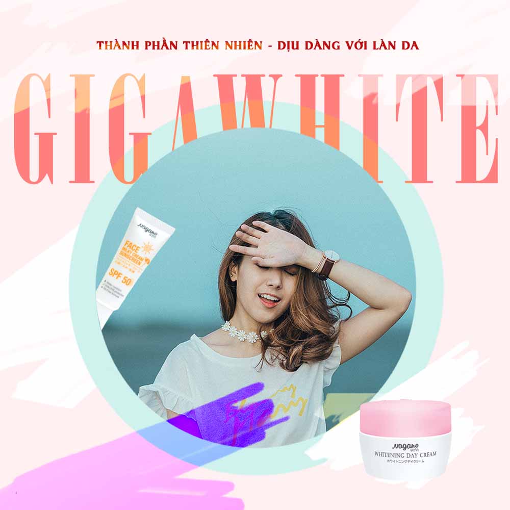 Combo Kem Chống Nắng Dành Cho Da Mặt 20ml Và Kem Trắng Da Ban Ngày Với Gigawhite Và Collagen 30g Nagano - Face Milky Cream Sunscreen & Whitening Day Cream - Bảo vệ làn da khỏe mạnh