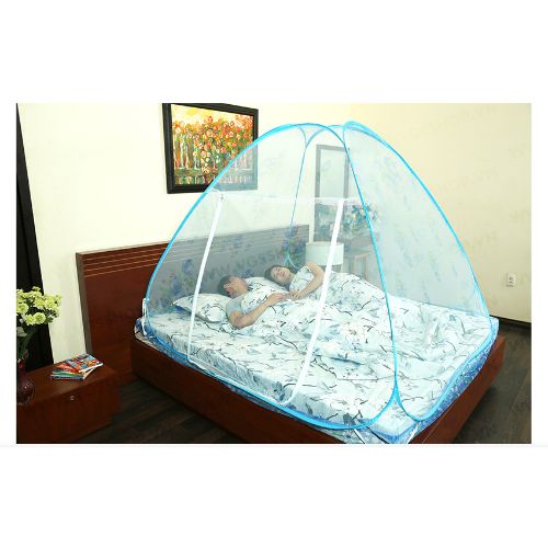 Mùng tự chụp bung cao cấp siêu dày - 1m8 x 2m - Màu xanh da trời