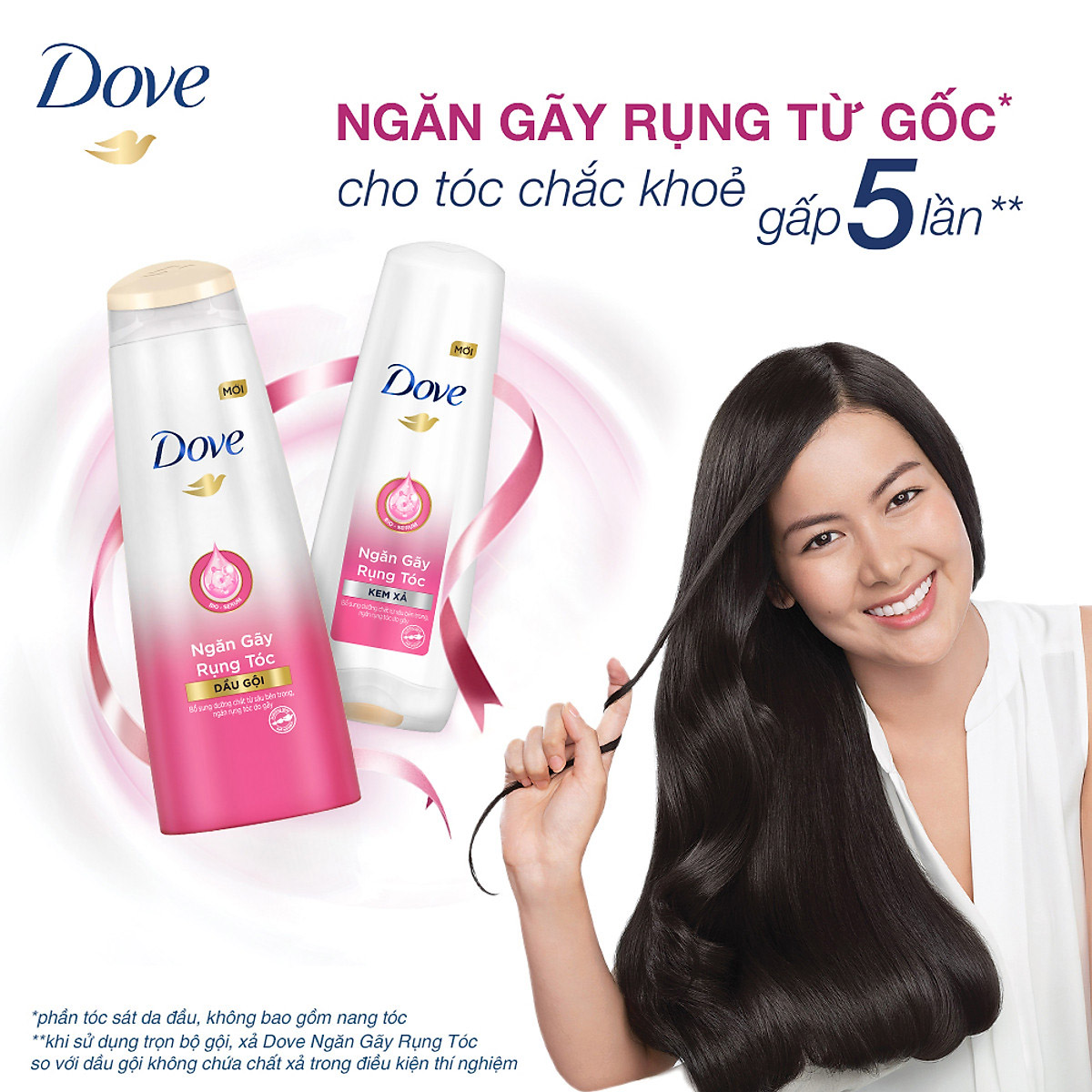 Dầu Gội 640g Dove Ngăn Gãy Rụng Tóc Tinh chất thiên nhiên Bioserum cho tóc chắc khỏe x5