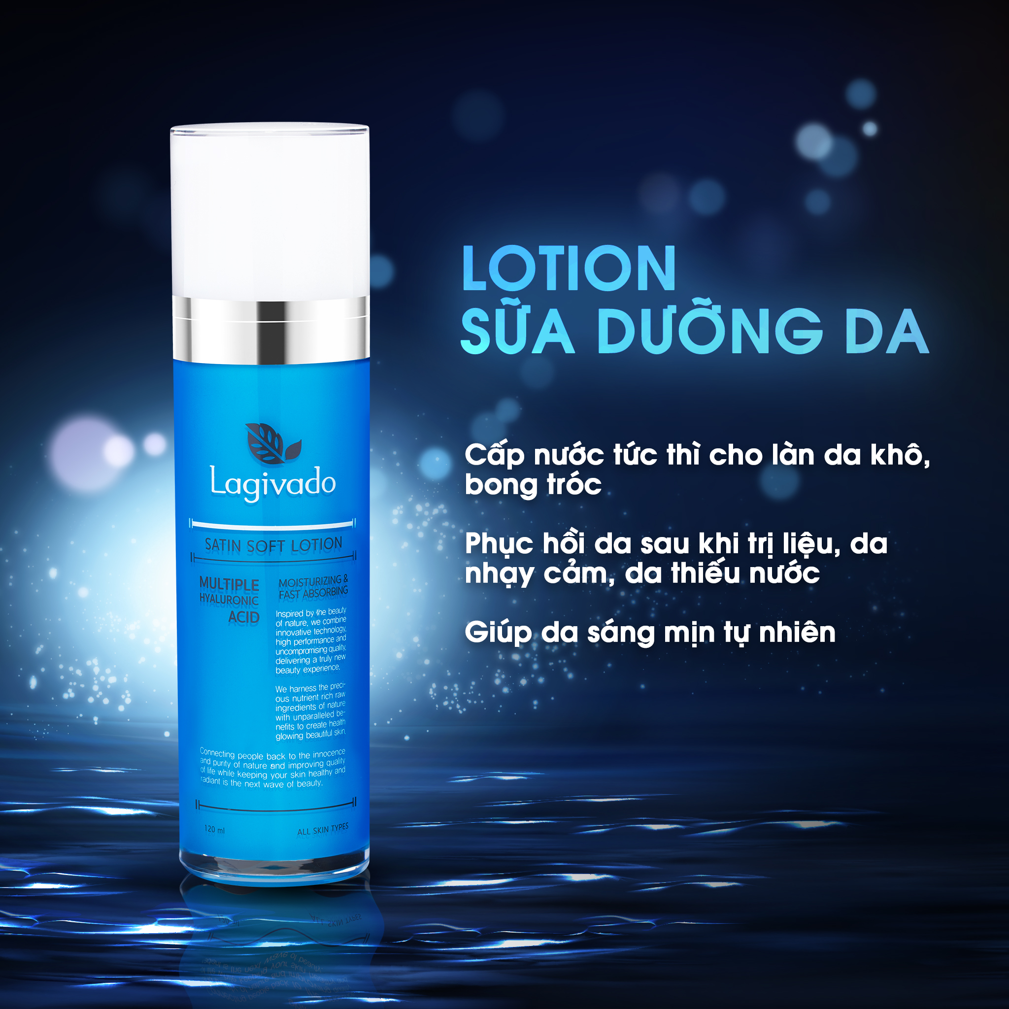 Sữa dưỡng da mặt trắng sáng da Hàn Quốc Lagivado Satin Soft Lotion 120 ml – Màu Xanh Dương