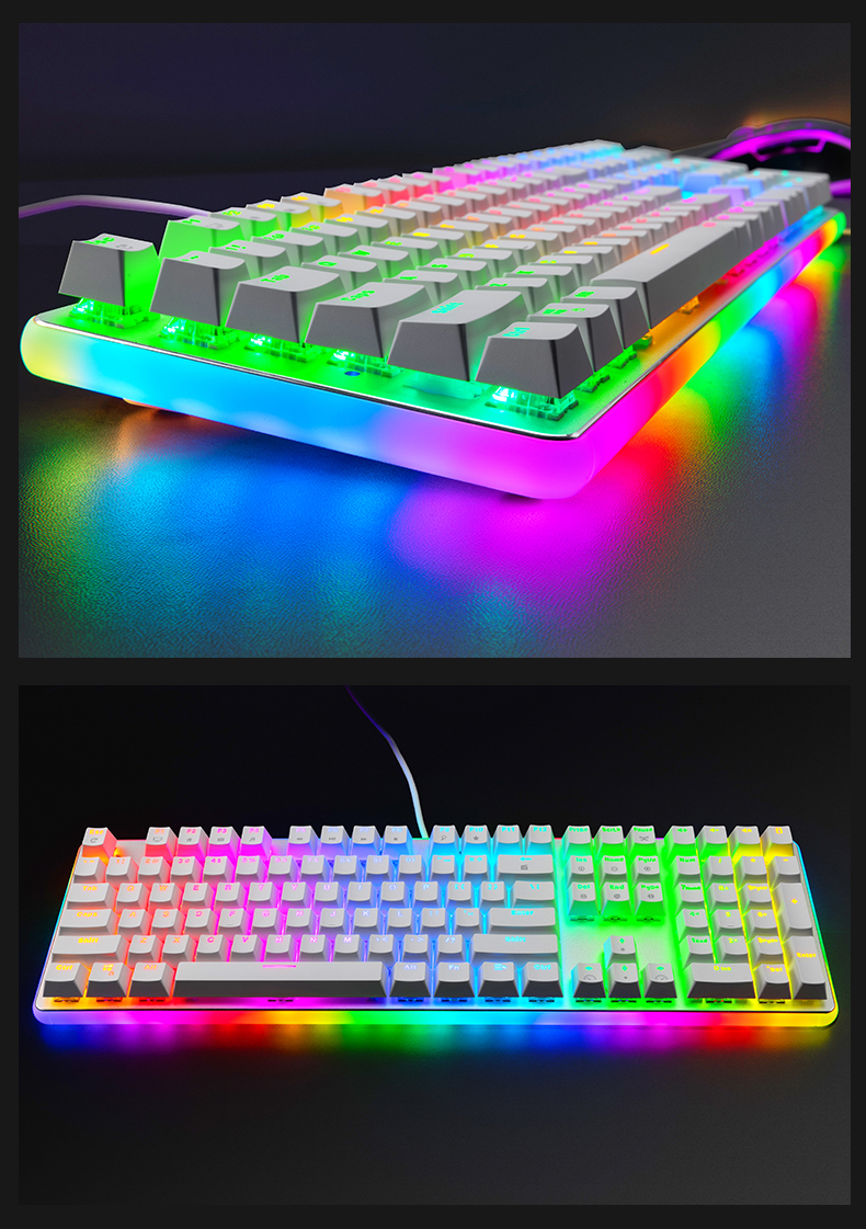 Bàn phím cơ Chơi Game RK918 RGB. Thiết kế đẹp, đèn nền RGB rực rỡ. Có dây, Full size 108 phím. Đủ màu và Switch - Chính Hãng Royal Kludge