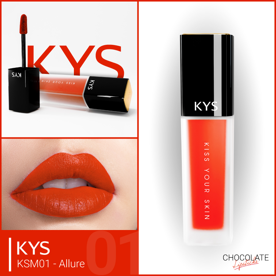 Chocolate Matte Liquid Lipstick KYS – ALLURE ĐỎ CAM