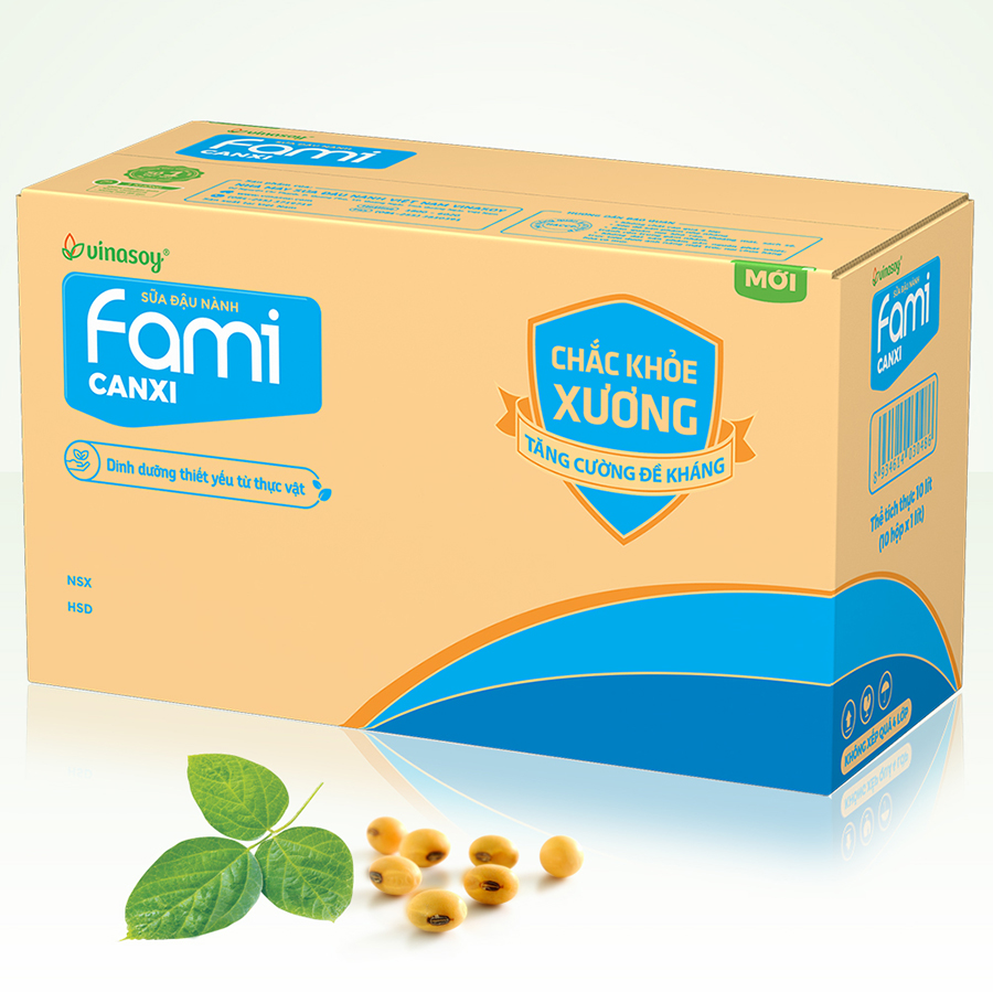 Thùng Sữa đậu nành Fami Canxi ít đường (200ml x 36 Hộp)