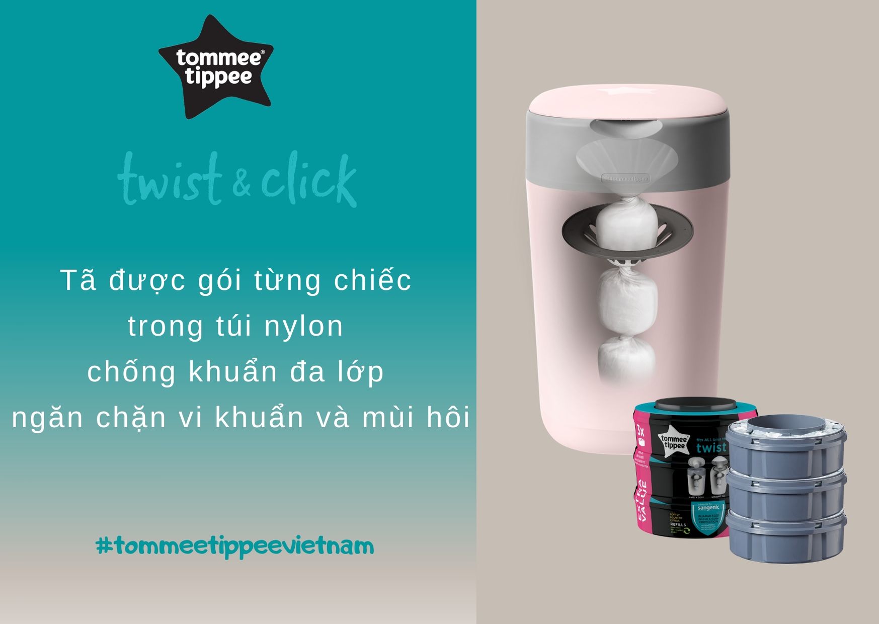 Túi xử lý tã cho bé Tommee Tippee (3 hộp)