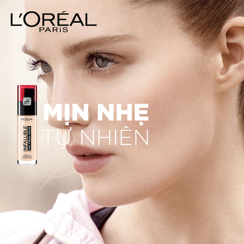 Kem nền 24h mịn nhẹ lâu trôi L'oreal Paris Infallible 24h Fresh Wear Liquid Foundation 30ml