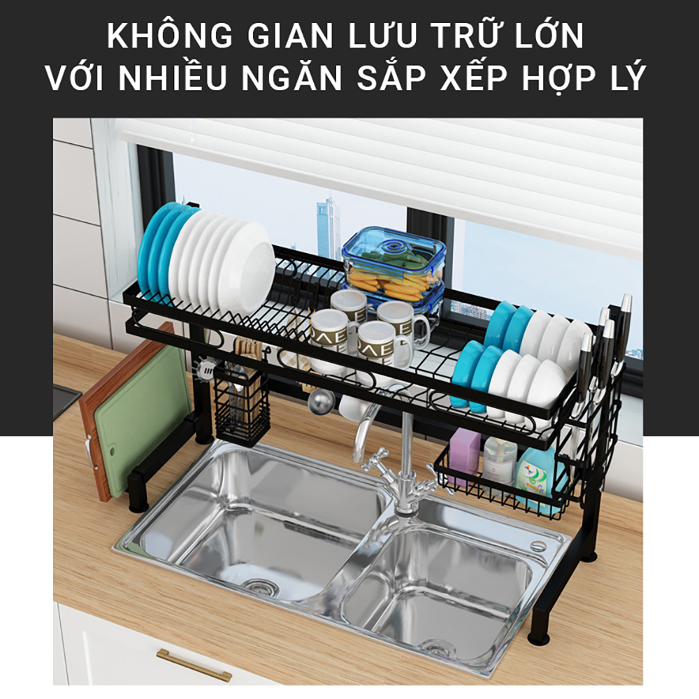 KỆ BÁT ĐA NĂNG BỒN RỬA [85cm 1 tầng] Kệ chén đĩa Có 5 PHỤ KIỆN