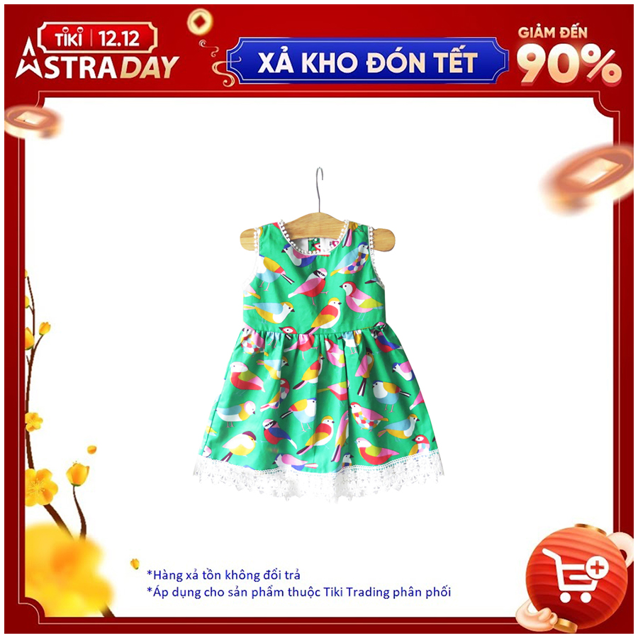 Đầm Họa Tiết Chim Vẹt Cuckeo Kids HC800 - Xanh Lá