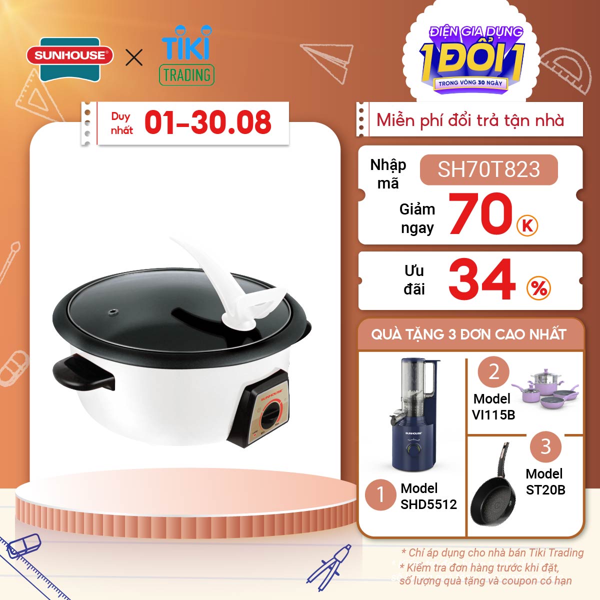 Nồi Lẩu Điện Sunhouse SHD4521 - Hàng chính hãng