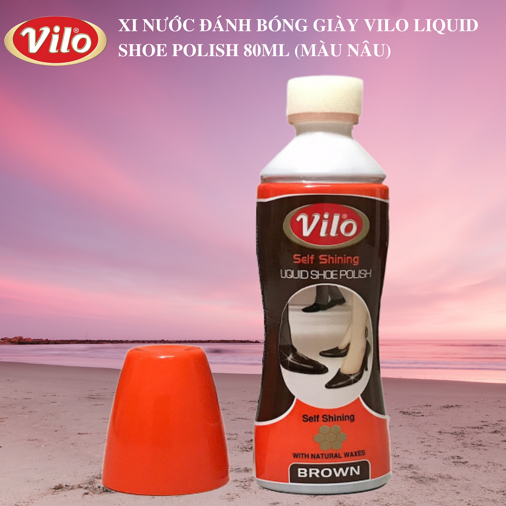 Xi nước đánh bóng giày Vilo liquid shoe polish 80ml (màu nâu)