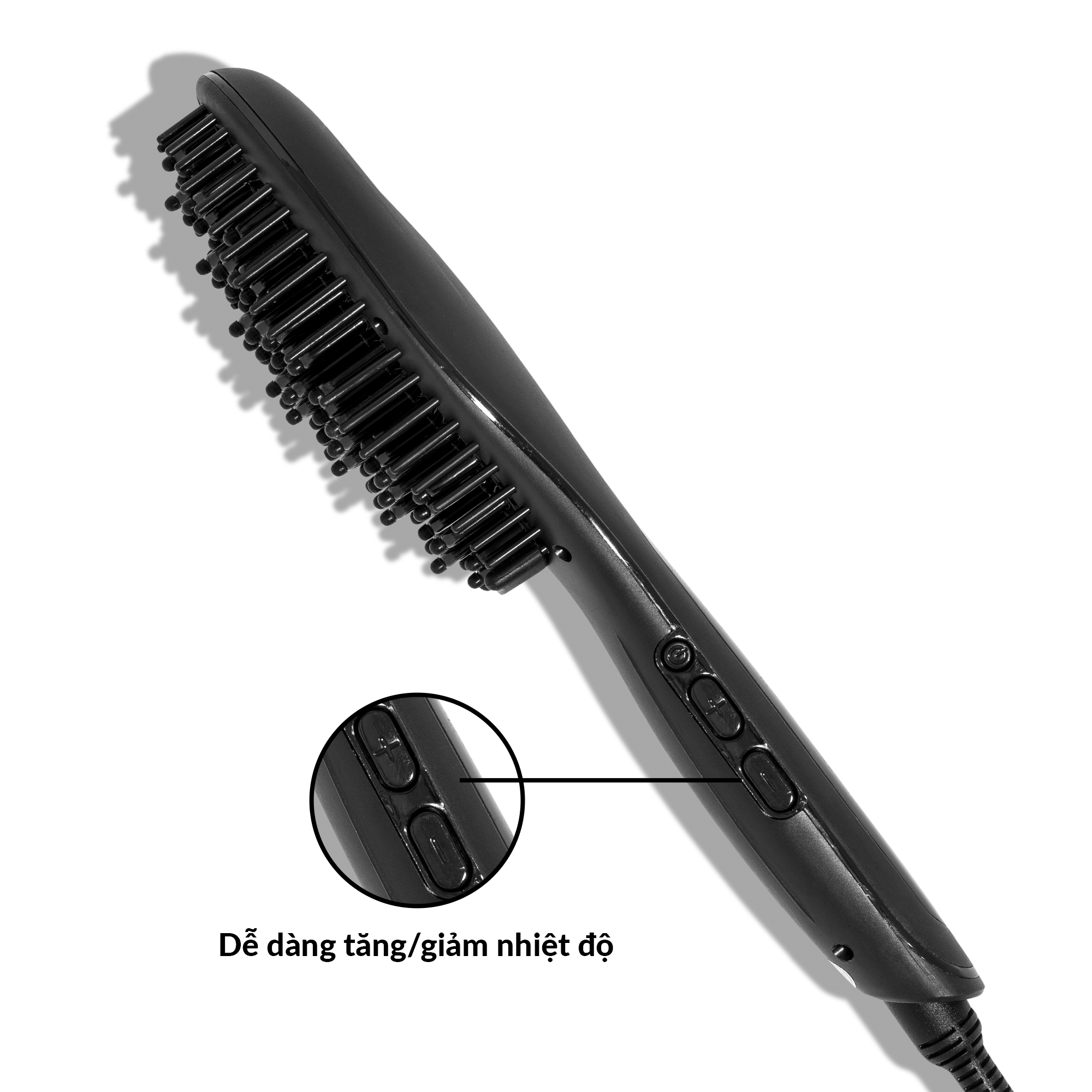 Lược Điện Tạo Kiểu Tóc PYT Thermal Styling Brush - Màu Đen - Có Thể Duỗi Và Làm Phồng Chân Tóc Với Công Nghệ Ion Âm Và Nhiệt Hồng Ngoại Xa