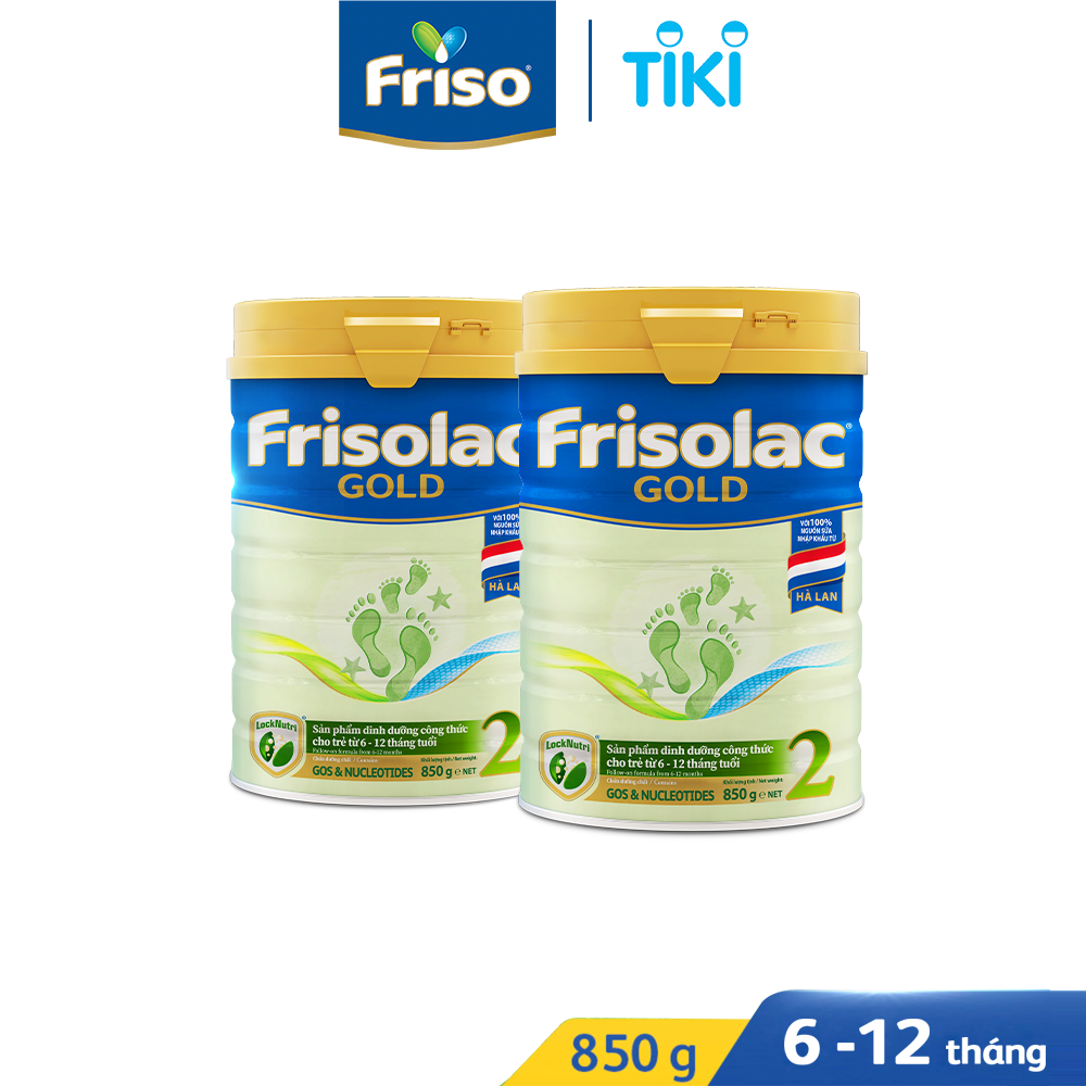 2 lon sữa Sữa Bột Frisolac Gold 2 850g Dành Cho Trẻ Từ 6 - 12 Tháng Tuổi