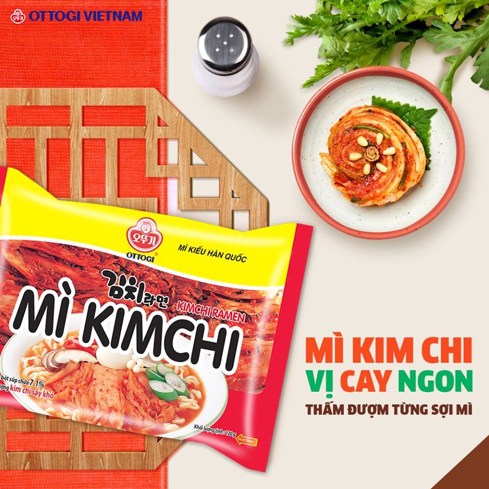 Combo 5 gói Mì Ottogi Kimchi gói 120gr