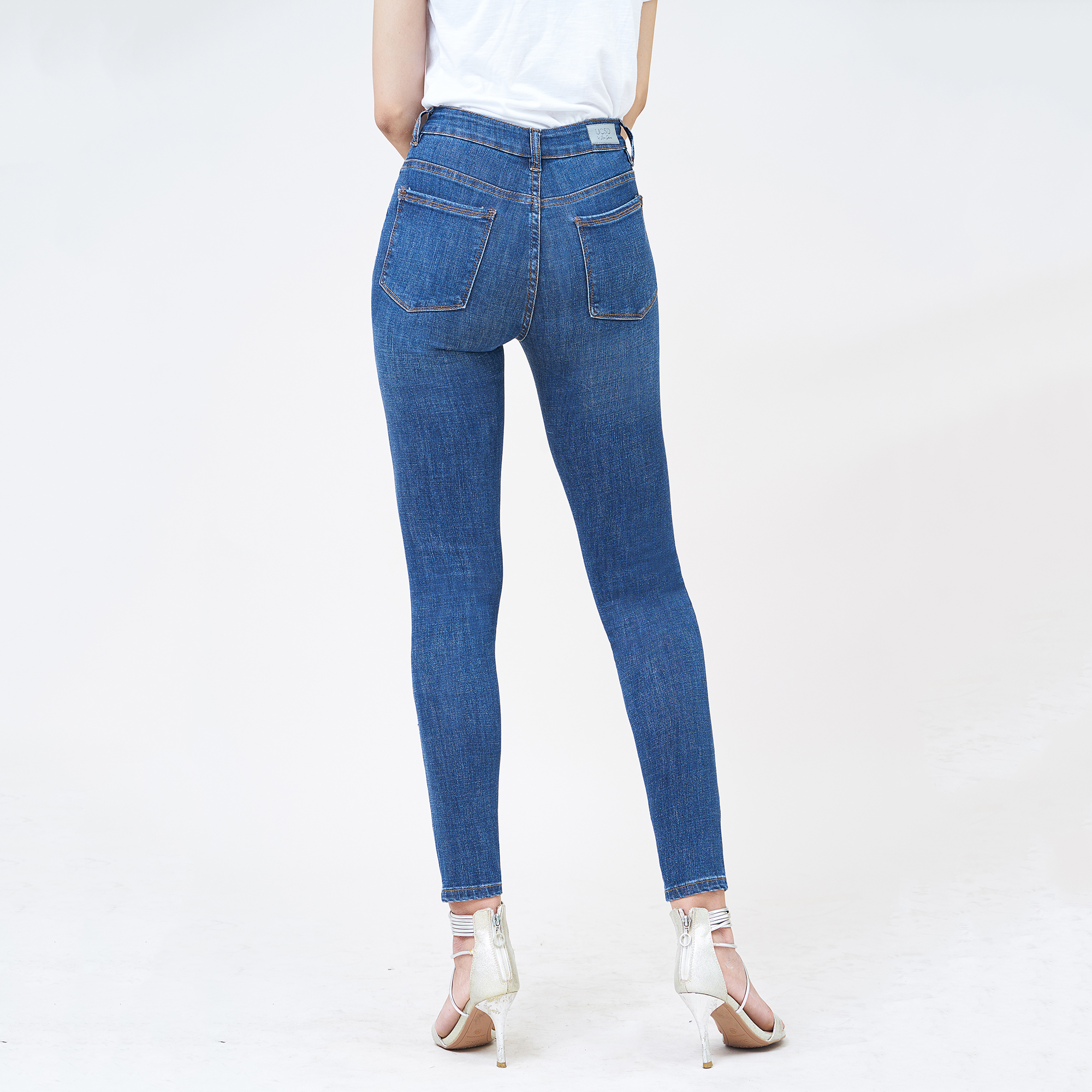 Quần jean nữ AAA JEANS skinny lưng cao xanh đậm - UCSD RAYON