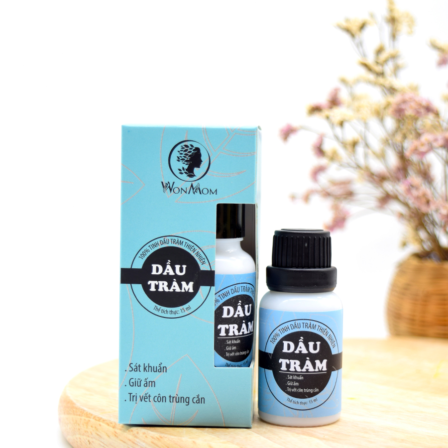 Dầu tràm nguyên chất, ngăn ngừa ho, cảm cho bé và người lớn Wonmom 15ml