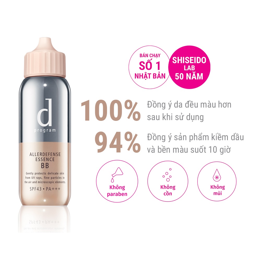 Tinh chất chống nắng trang điểm dành cho da nhạy cảm Allerdefense Essence BB d program tông tự nhiên 40ml